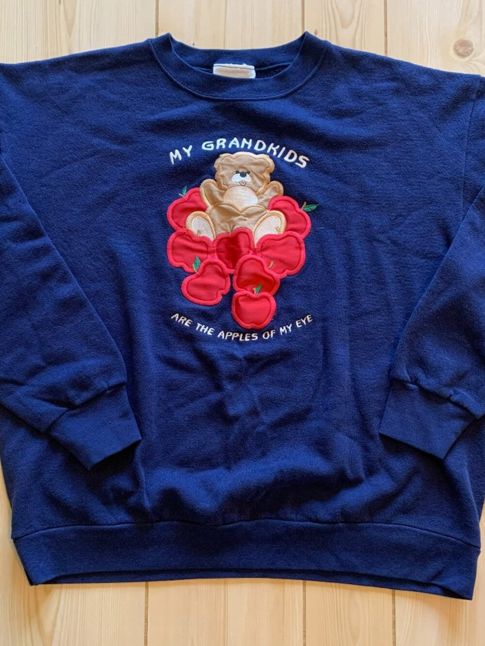 Vintage 90s My Grandkids Are The Apple Of My Life Grandma Core Sweatshirt L